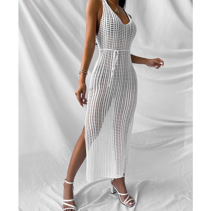 Solid Color Bikini Swimwear Cover Up Dress HL7335