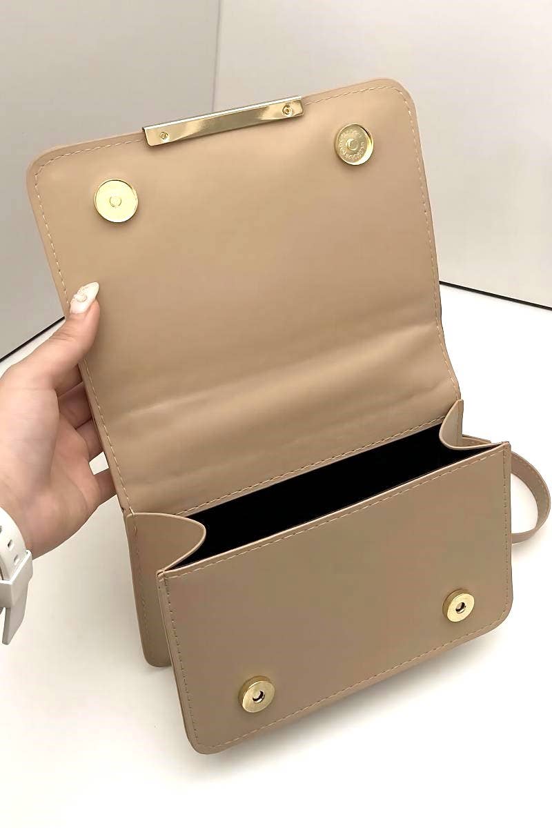 Vegan Leather Chevron Crossbody Shoulder Flap Bag