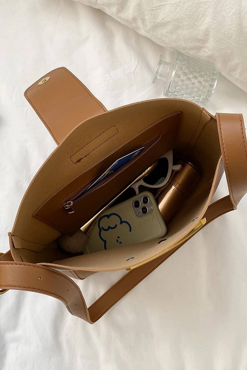 ,,,,...._ SI-26448 Crossbody Shoulder Bucket Messenger Bag: CAMEL-169253 / OS