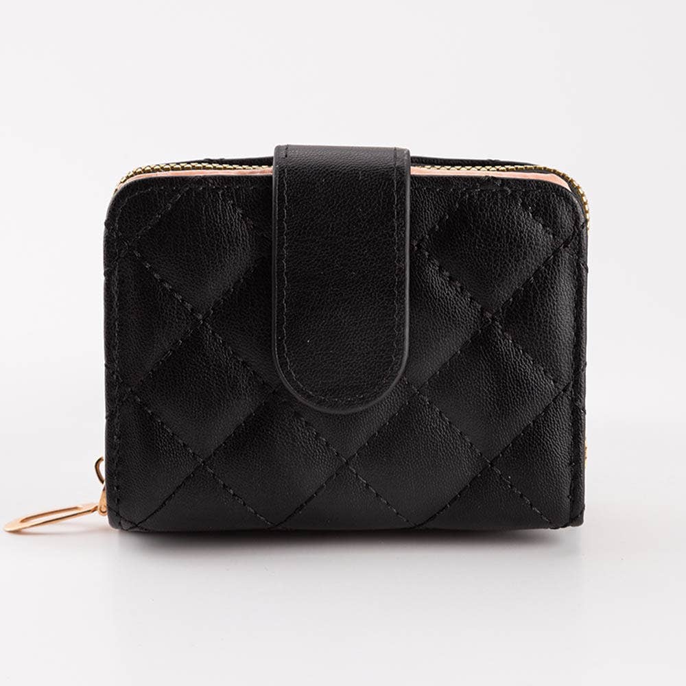 Faux Leather Compact Quilted Card Organizer Wallet
