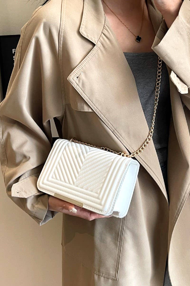 ',,,,..Vegan Leather Chevron Crossbody Shoulder Flap Bag: MOCHA-169437 / OS
