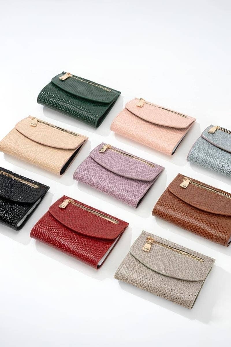 0919 Crocodile Pattern Vegan Leather Trifold Wallet SI-28821