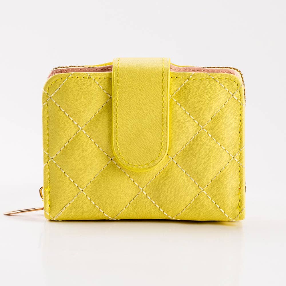 Faux Leather Compact Quilted Card Organizer Wallet