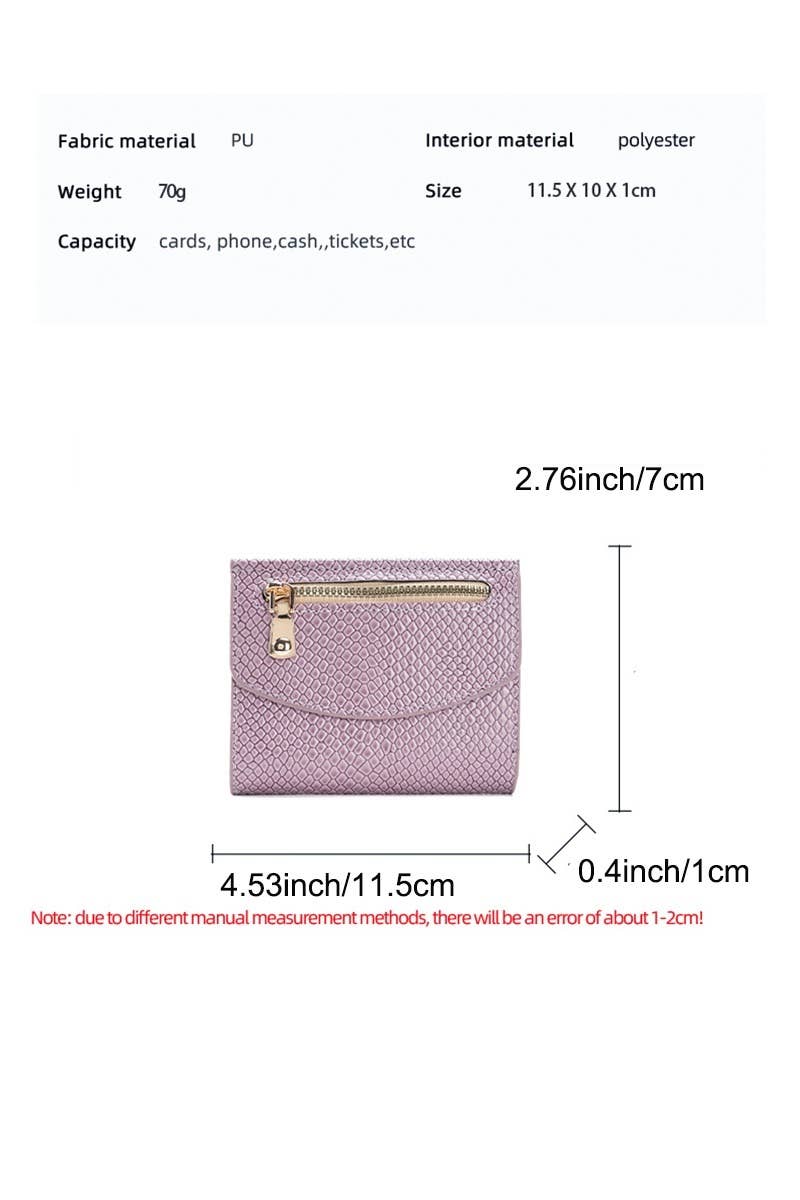0919 Crocodile Pattern Vegan Leather Trifold Wallet SI-28821