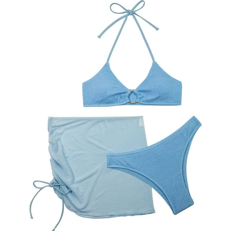 Ladies Solid Color Golden Circel 2PCS Bikini Set 2631
