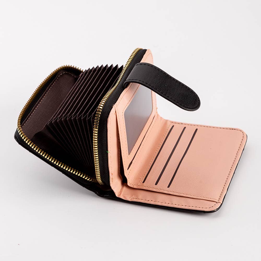 Faux Leather Compact Quilted Card Organizer Wallet