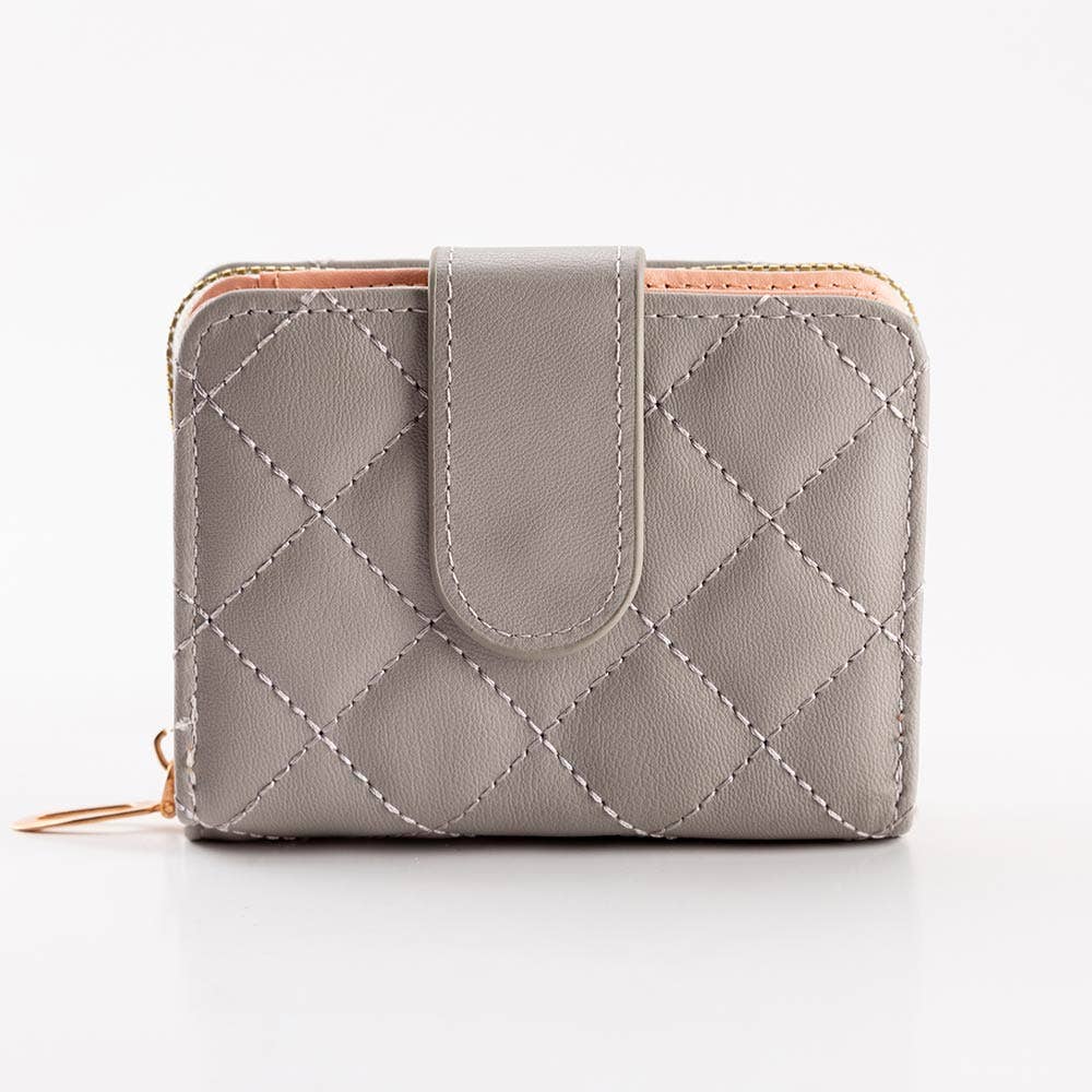 Faux Leather Compact Quilted Card Organizer Wallet
