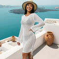 Backless Long Sleeves Crochet Cover Up Mini Dress