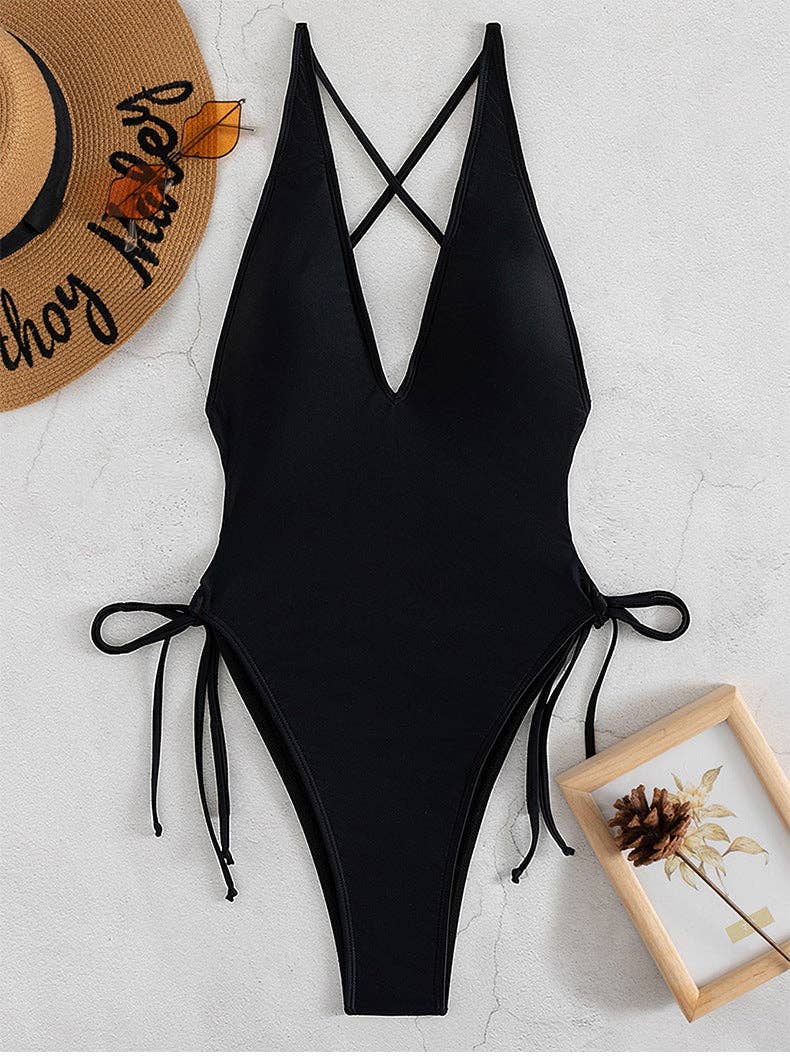 Ladies Solid Color Halter Neck Bikini Set RFD2109