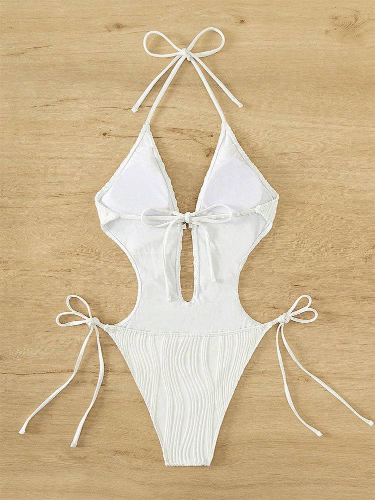 Ladies Solid Color Halter Neck Bikini Set RFD8298