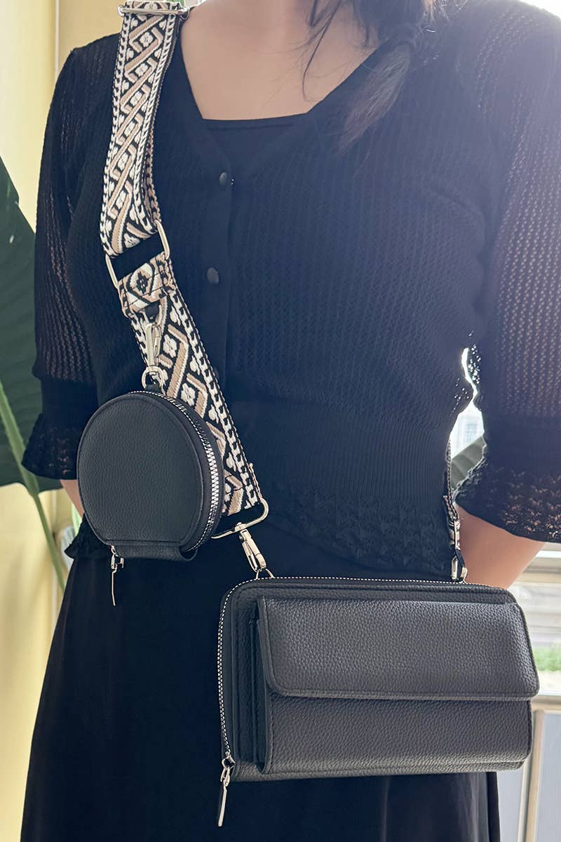 Vegan Leather Woven Weaved Crossbody Shoulder Bag