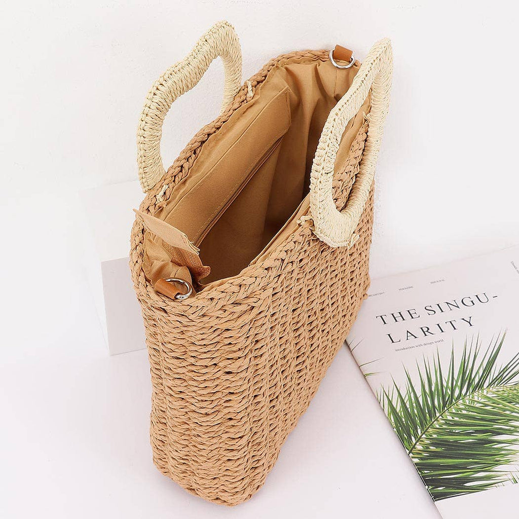 Faux Straw Tote Bag