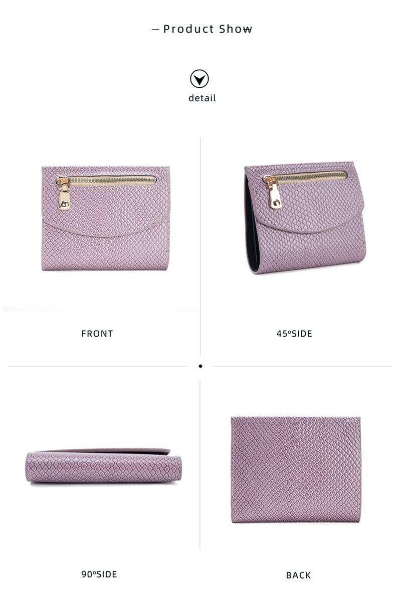 0919 Crocodile Pattern Vegan Leather Trifold Wallet SI-28821