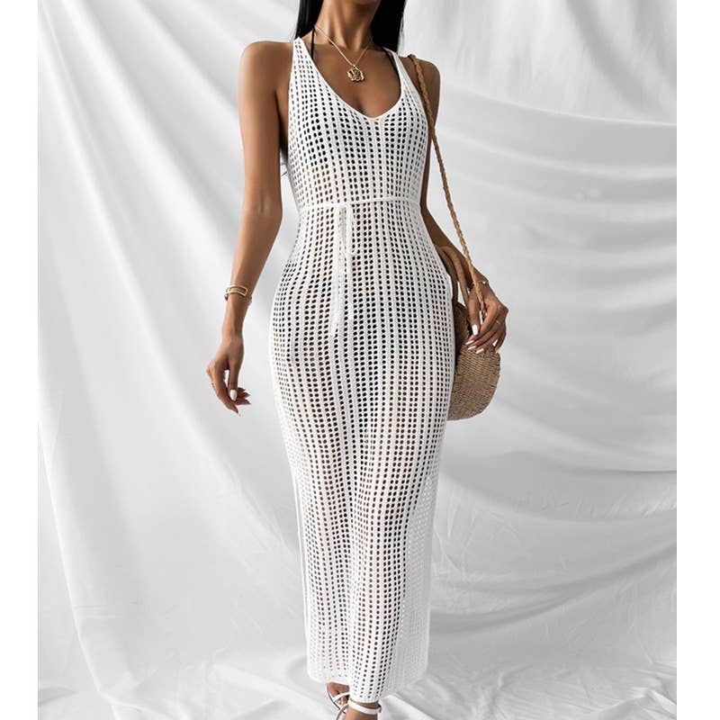 Solid Color Bikini Swimwear Cover Up Dress HL7335