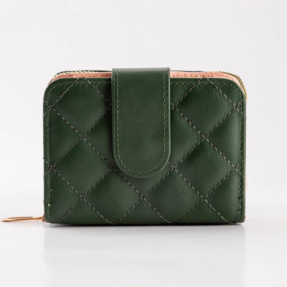 Faux Leather Compact Quilted Card Organizer Wallet