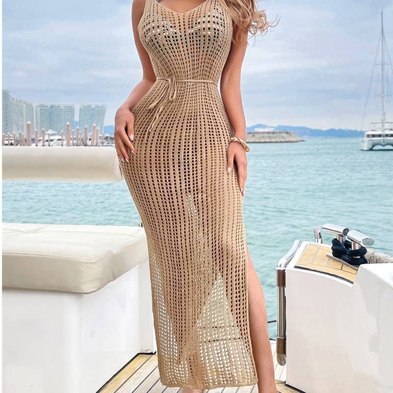 Solid Color Bikini Swimwear Cover Up Dress HL7335