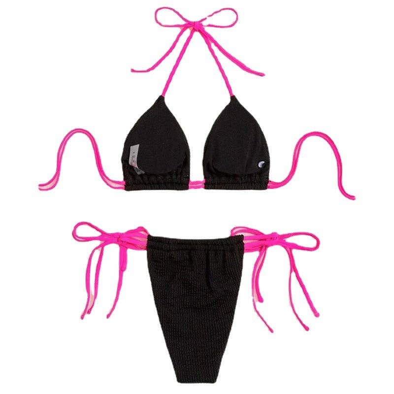 Ladies Shoulder String Tie Solid Color Bikini Set RFD-AL1606